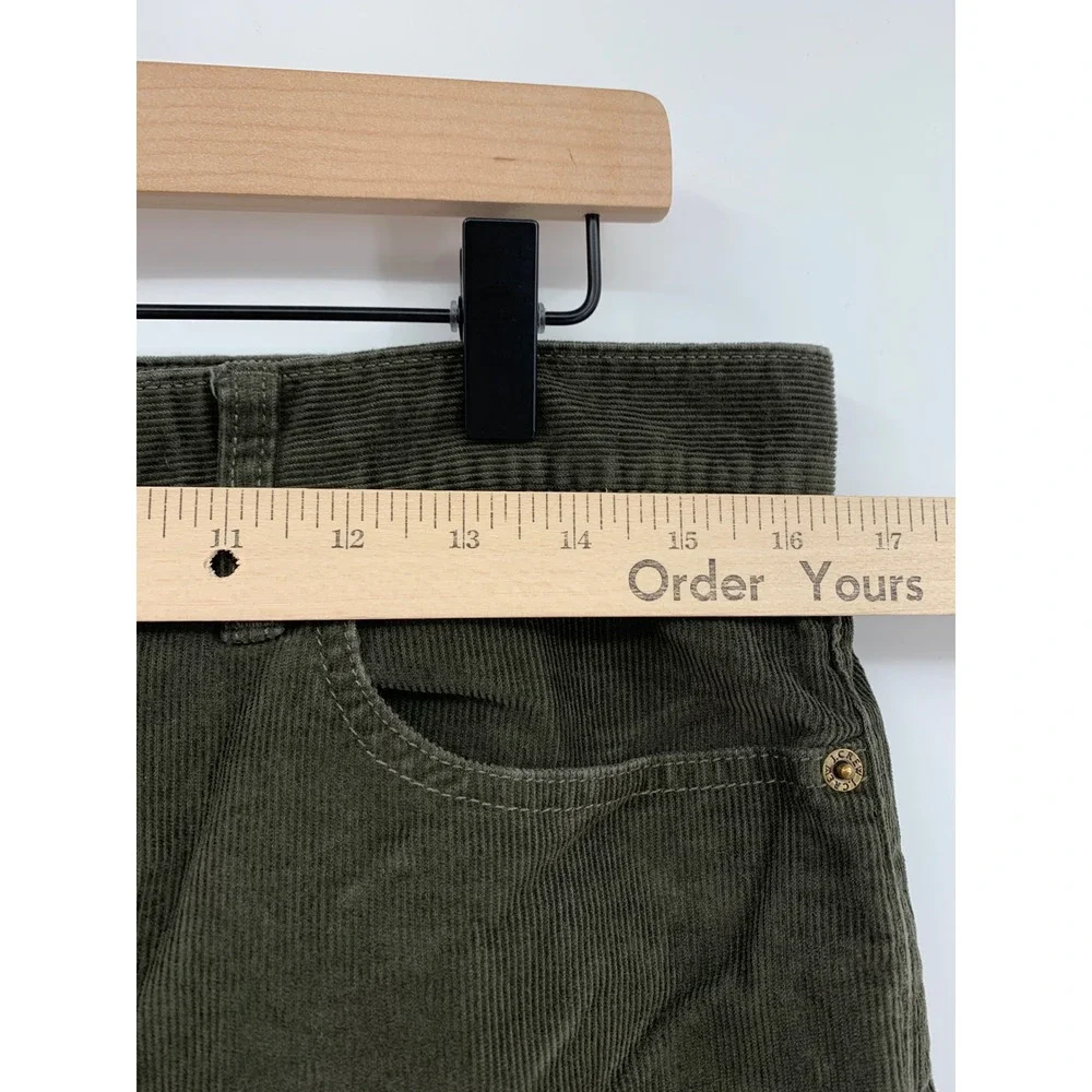 J Crew Corduroy Pants Mens 32x34 Green Slim Fit Flex Cotton Blend Fall Preppy